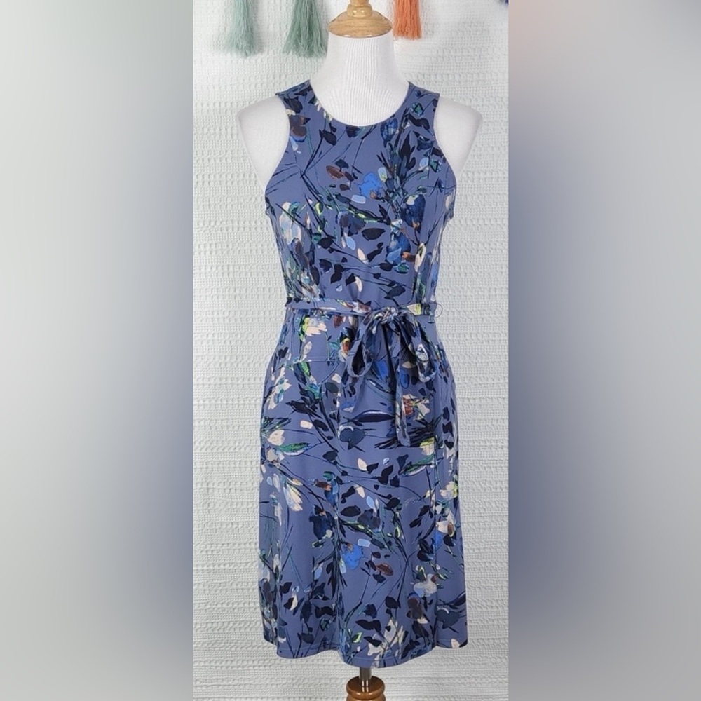 BcbgMaxazaria Floral Blue Dress (size small)